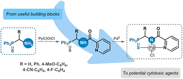 Graphical abstract: (Aminoalkyl)diphenylphosphine sulfides: synthesis and application as building blocks in the design of multidentate ligands for cytotoxic Pd(ii) complexes