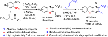 Graphical abstract: A sequential Friedländer and anionic benzannulation strategy for the regiodefined assembly of unsymmetrical acridines