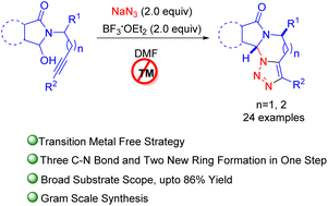 Graphical abstract: Synthesis of 1,2,3-triazole-fused N-heterocycles from N-alkynyl hydroxyisoindolinones and sodium azide via the Huisgen reaction