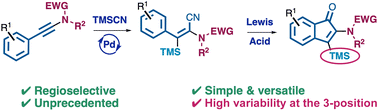 Graphical abstract: Synthesis of 2-amidoindenone derivatives through an ynamide carbosilylation/Houben–Hoesch cyclization 2-step sequence