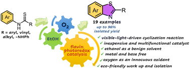 Graphical abstract: Metal- and base-free, aerobic photoredox catalysis with riboflavin to synthesize 2-substituted benzothiazoles