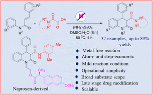 Graphical abstract: Metal-free synthesis of carbamoylated dihydroquinolinones via cascade radical annulation of cinnamamides with oxamic acids