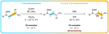 Graphical abstract: Metal free regio – and stereoselective semireduction of CF3-substituted N-allenamides