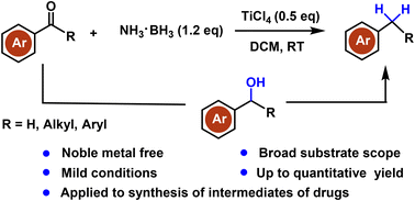 Graphical abstract: TiCl4-mediated deoxygenative reduction of aromatic ketones to alkylarenes with ammonia borane