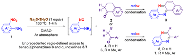 Graphical abstract: Sodium sulfide-promoted regiodefined redox condensation of o-nitroanilines with aryl ketones to benzo[a]phenazines and quinoxalines