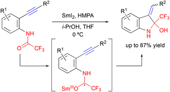 Graphical abstract: A SmI2-mediated reductive cyclisation reaction using the trifluoroacetamide group as the radical precursor