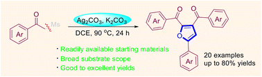 Graphical abstract: A silver-mediated radical process of β-keto sulfones for the synthesis of 2,3-diacyl furans