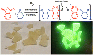 Graphical abstract: Chemically recyclable fluorescent polyesters via the ring-opening copolymerization of epoxides and anhydrides