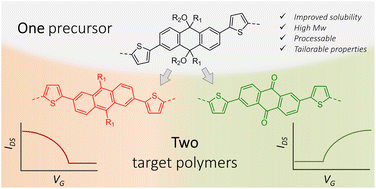 Graphical abstract: Preparation of different conjugated polymers characterized by complementary electronic properties from an identical precursor