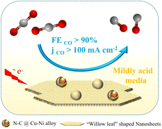 Graphical abstract: Cu–Ni alloy decorating N-doped carbon nanosheets toward high-performance electrocatalysis of mildly acidic CO2 reduction