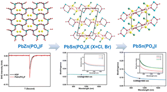 Graphical abstract: Structure and optical property evolution in PbM(PO4)X (M = Zn, Sn; X = halogen): SHG effect and birefringence