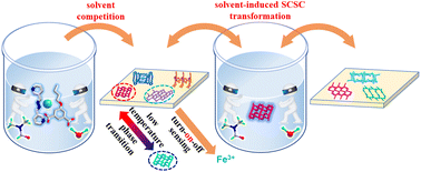 Graphical abstract: Solvent-oriented structural diversity, sequential SCSC and low-temperature transformation in Cd-coordination polymers: unique turn-on–off sensing of Fe3+