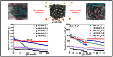 Graphical abstract: Encapsulating biomass-derived SiOx with internal conductive channels in nitrogen-doped flexible carbon cages for high performance Li ion-battery anodes