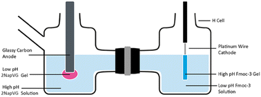 Graphical abstract: Electrofabrication of a low molecular weight hydrogel at high pH