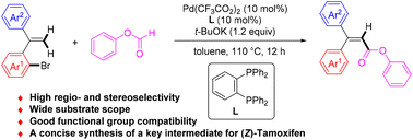 Graphical abstract: Highly regioselective C–H carbonylation of alkenes with phenyl formate via aryl to vinyl 1,4-palladium migration