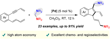Graphical abstract: Chemo- and regioselective cyclization of diene-tethered enynes via palladium-catalyzed aminomethylamination
