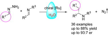 Graphical abstract: Asymmetric addition of hydrazones as alkyl carbanion equivalents with aryl imines in water