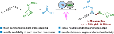 Graphical abstract: Photoinduced copper-catalyzed asymmetric radical three-component cross-coupling of 1,3-enynes with oxime esters and carboxylic acids