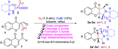 Graphical abstract: Cu-catalyzed decarboxylative annulation of proline derivatives: multi-component synthesis of functionalized chromeno[2,3-c]-pyrrol-9(1H)-one derivatives