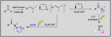 Graphical abstract: Direct electrochemical difluorination and azo-fluorination of gem-difluorostyrenes
