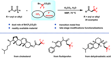 Graphical abstract: Dual role of BrCF2CO2Et: difluorocarbene-enabled access to α-trifluoromethyl ketones from sulfoxonium ylides