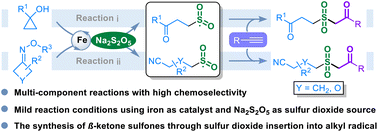 Graphical abstract: Iron-catalyzed oxosulfonylation of alkynes with small-ring compounds and Na2S2O5 for the synthesis of β-keto sulfones