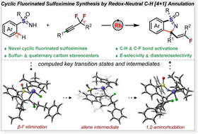 Graphical abstract: Rh(iii)-catalyzed redox-neutral C–H [4 + 1] annulation of sulfoximines with α,α-difluoromethylene alkynes: diastereoselective synthesis of E-monofluoroalkenyl benzoisothiazole 1-oxides