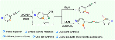 Graphical abstract: Distal iodine migration of arylalkynes via cyclic monoaryliodonium salts