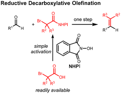 Graphical abstract: Olefination of aldehydes with alpha-halo redox-active esters