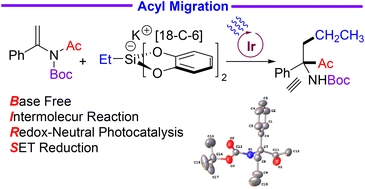 Graphical abstract: Unprecedented single-electron-transfer reduction-based N → C acyl migration reactions of imides enabled by redox-neutral photocatalysis