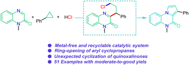 Graphical abstract: Visible light-mediated ring opening and cyclization of aryl cyclopropanes: efficient synthesis of pyrrolo[1,2-a]quinoxalin-4(5H)-ones with antineoplastic activity