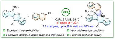 Graphical abstract: Enantioselective [3 + 2] annulation of tryptanthrin-derived ketimines and 2-naphthols: access to polycyclic indolo[2,1-b]quinazoline derivatives