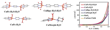 Graphical abstract: Highly enhanced electrocatalytic OER activity of water-coordinated copper complexes: effect of lattice water and bridging ligand