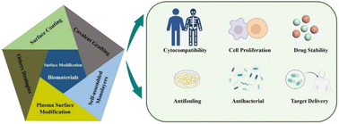 Graphical abstract: Surface modifications of biomaterials in different applied fields