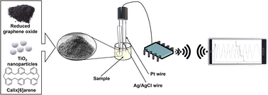 Graphical abstract: Stochastic platform based on calix[6]arene and TiO2-modified reduced graphene oxide electrode for on-site determination of nonivamide in pharmaceutical and water samples