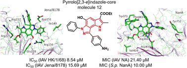 Graphical abstract: Pyrrolo[2,3-e]indazole as a novel chemotype for both influenza A virus and pneumococcal neuraminidase inhibitors