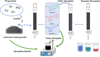 Graphical abstract: Adsorption and desorption of flavonoids on activated carbon impregnated with different metal ions
