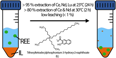 Graphical abstract: Extraction of rare earth elements from aqueous solutions using the ionic liquid trihexyltetradecylphosphonium 3-hydroxy-2-naphthoate