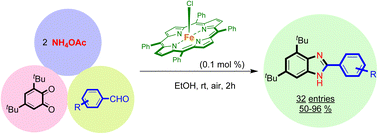 Graphical abstract: One-pot, three-component, iron-catalyzed synthesis of benzimidazoles via domino C–N bond formation