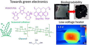 Graphical abstract: Towards biodegradable conducting polymers by incorporating seaweed cellulose for decomposable wearable heaters