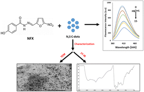 Graphical abstract: White sustainable luminescent determination of nifuroxazide using nitrogen–sulphur co-doped carbon quantum dots nanosensor in bulk and various pharmaceutical matrices