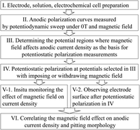Graphical abstract: Acceleration or retardation by a magnetic field of the anodic processes of iron in molybdate-bearing chloride solutions