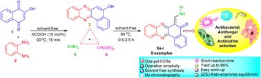 Graphical abstract: Design, synthesis, antimicrobial, antibiofilm evaluation and Z/E-isomerization of novel 6-((arylamino)methylene)benzo[a] phenazin-5(6H)-ones induced by organic solvent