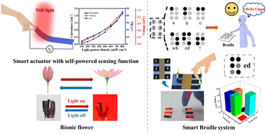 Graphical abstract: A PEDOT:PSS/MXene-based actuator with self-powered sensing function by incorporating a photo-thermoelectric generator