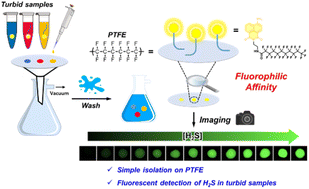 Graphical abstract: A fluorous-tag-assisted fluorescent probe for simple and selective detection of hydrogen sulfide: application for turbid dyeing solutions