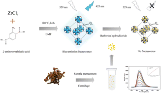 Graphical abstract: Post-synthetic modified luminescent metal–organic framework for the detection of berberine hydrochloride in a traditional Chinese herb