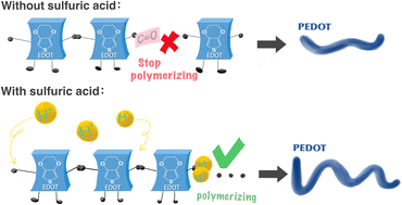 Graphical abstract: Influence of protonic acid on the structure and properties of poly(3,4-ethylenedioxythiophene):poly(styrenesulfonate) in oxidation polymerization
