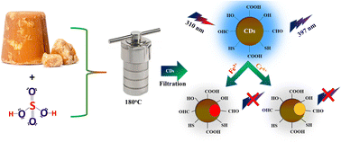 Graphical abstract: Facile synthesis of sulphur-doped carbon dots (S-CDs) using a hydrothermal method for the selective sensing of Cr6+ and Fe3+ ions: application to environmental water sample analysis