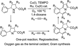 Graphical abstract: A domino reaction for the synthesis of pyrrolo[2,1-a]isoquinolines from 2-aryl-pyrrolidines and alkynes promoted by a four-component catalytic system under aerobic conditions
