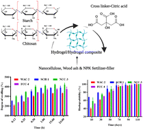 Graphical abstract: Nanocellulose/wood ash-reinforced starch–chitosan hydrogel composites for soil conditioning and their impact on pea plant growth